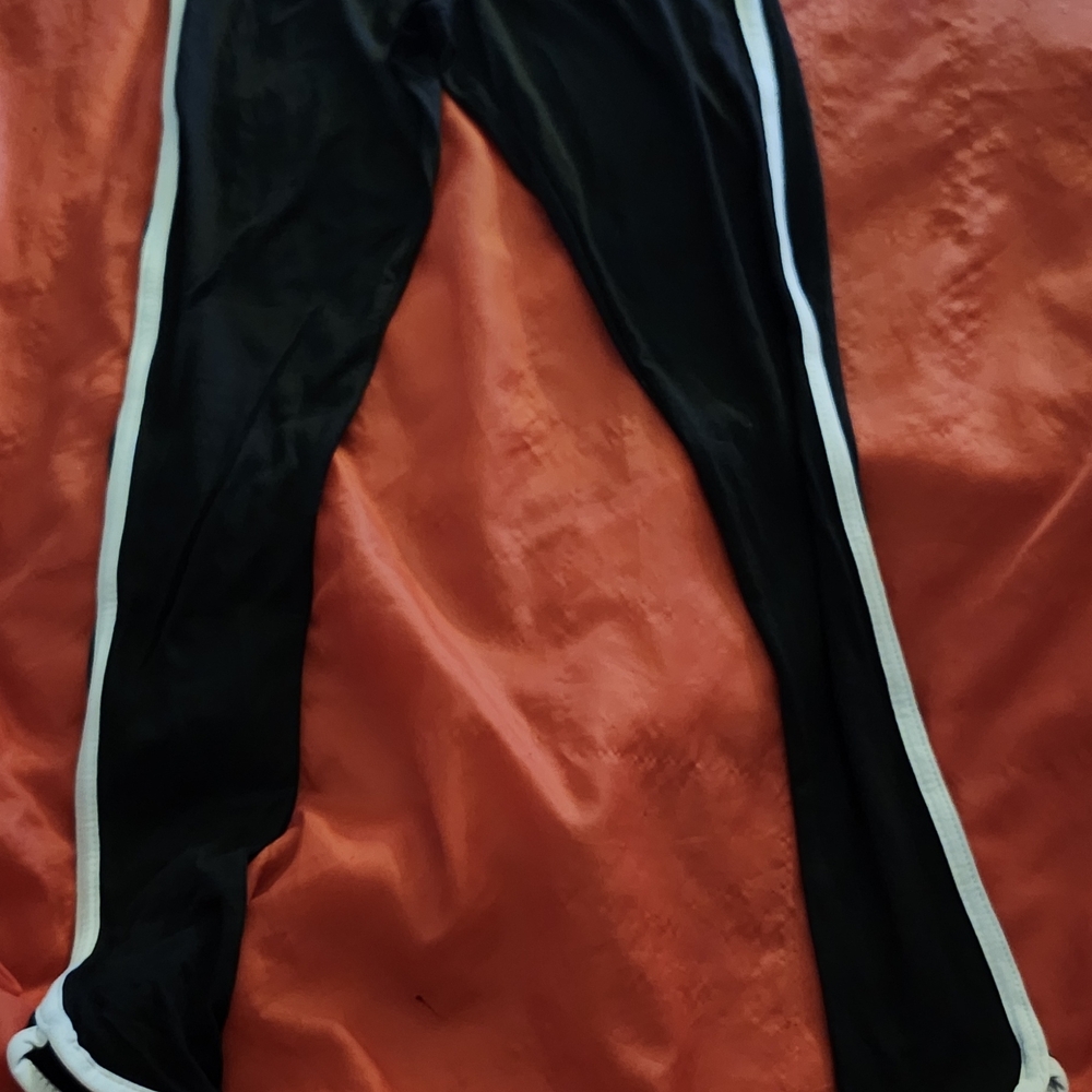 Black Leggings with White Side Stripe - Women